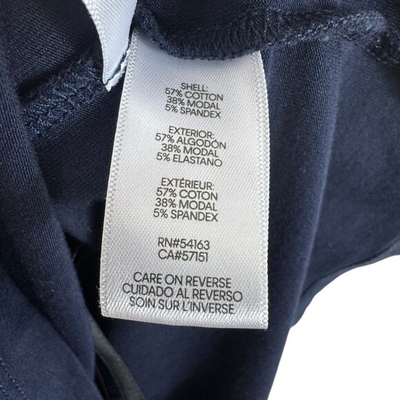 Calvin Klein Navy Blue Rhinestone Logo Buckle Short Sleeve Cotton Blend Tee Sz L - Picture 5 of 6